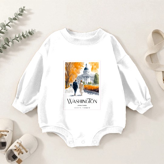 Watercolor painting loving couple in Washington DC Baby Romper Sweatshirts