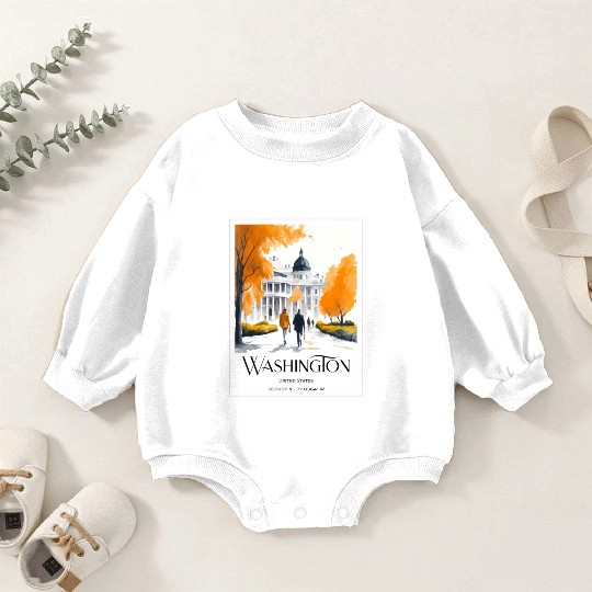 Watercolor painting loving couple in Washington DC Baby Romper Sweatshirts