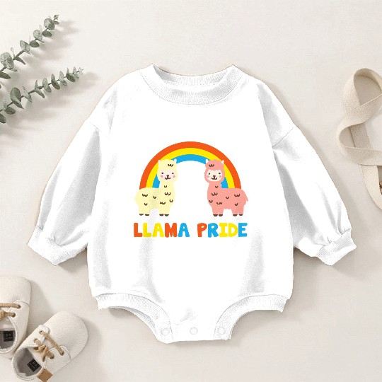 Llama Pride Alpaca Gay Fun Sweet Rainbow Baby Romper Sweatshirts