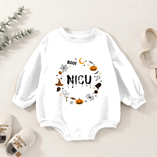 Cute NICU Halloween design | Boo NICU | Preemie Baby Romper Sweatshirts