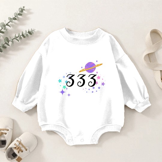 Angel Numbers 333 Purple Saturn with Stars Baby Romper Sweatshirts