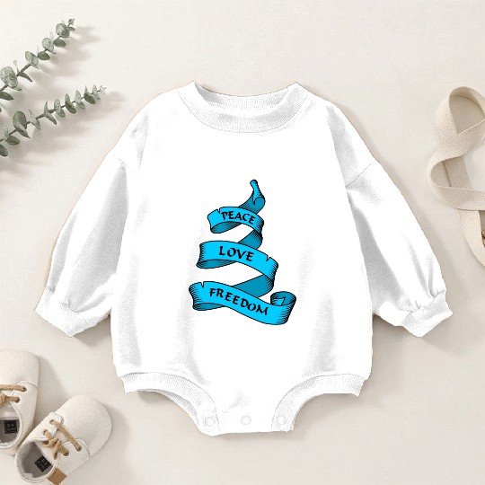 Peace love freedom blue Baby Romper Sweatshirts