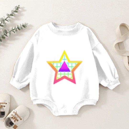 Star neon vintage retro style 90s Baby Romper Sweatshirts