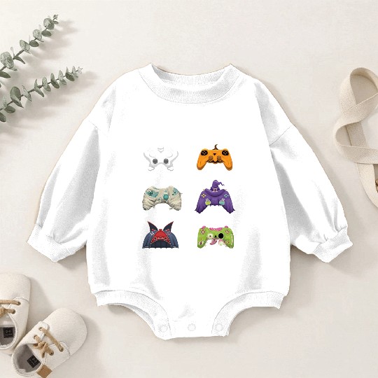 Gaming Gamer Game Controller Lazy Creepy Halloween Baby Romper Sweatshirts