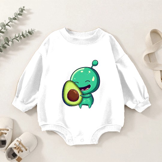 Green Alien Avocado: Exotic Fusion Baby Romper Sweatshirts