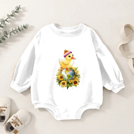 Duck in Lesbian Flag Colors Beanie on Planet Baby Romper Sweatshirts