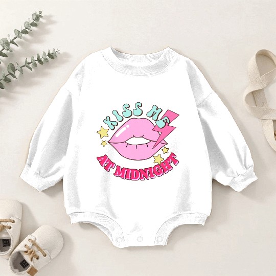 Valentine s Day Kiss Me At Midnight I Love You Be Baby Romper Sweatshirts