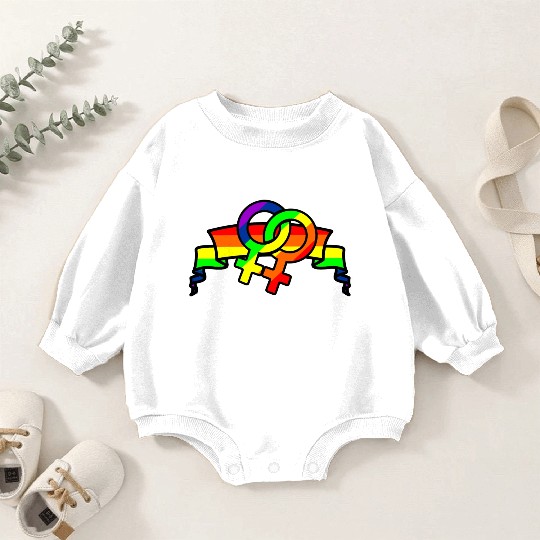 Gender lesbians in rainbow colors Baby Romper Sweatshirts