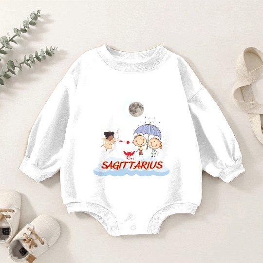 Zodiac Sign Sagittarius Astrology Angel & Bow Baby Romper Sweatshirts