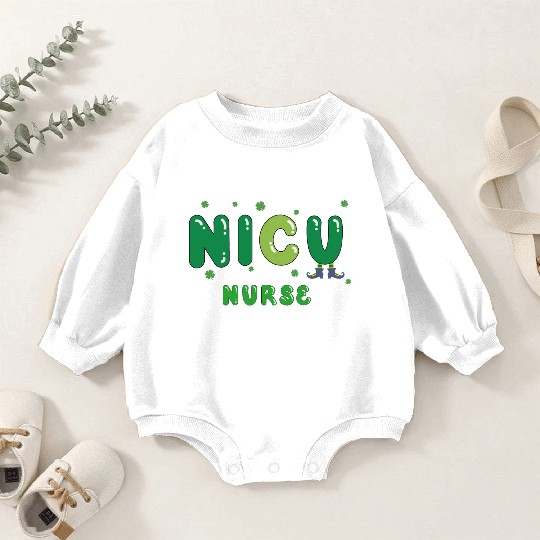 Cute NICU nurse St. Patrick's design Baby Romper Sweatshirts