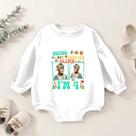 Swing Chatter Climb I'm 4 Monkey Lover Kid 4th Baby Romper Sweatshirts