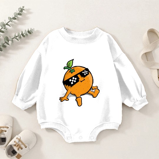 Cool Relaxing Orange Fruit Pixel Sunglasses Face Baby Romper Sweatshirts