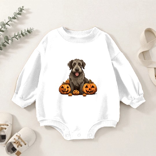 Irish Wolfhound Dog Pumpkin Lazy Halloween Party Baby Romper Sweatshirts