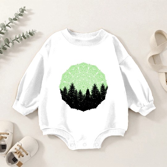 Green Forest Mandala Pacific Northwest Baby Romper Sweatshirts