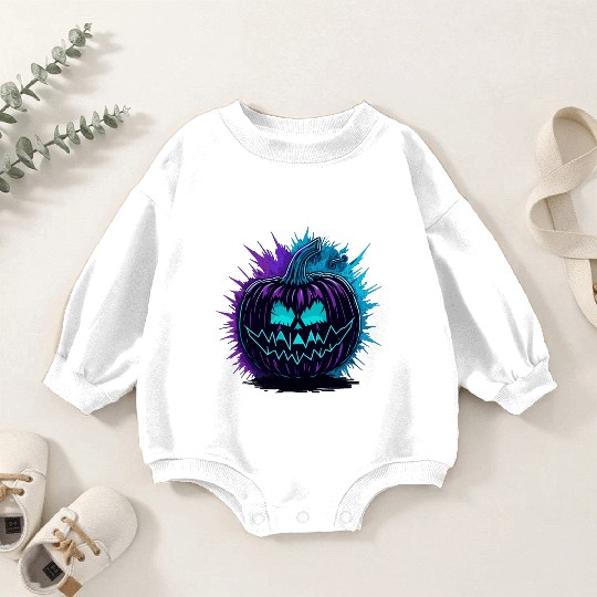 Neon Pumpkin Purple and Teal Baby Romper Sweatshirts
