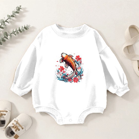 Koi Fish Koi Carp Japanese Koi Garden-Pond Koi Baby Romper Sweatshirts