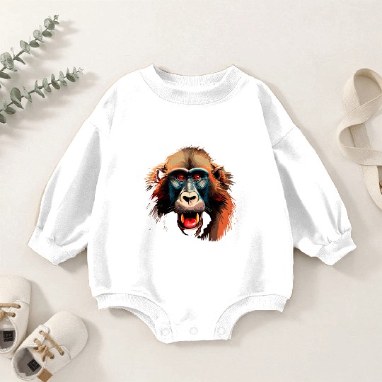 Baboon Monkey Lover Wildlife Animal Zookeeper Baby Romper Sweatshirts