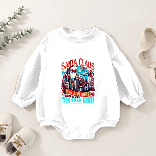 Santa Claus on an Adventure Travel World Tour Baby Romper Sweatshirts