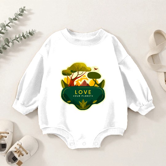 Green Natural Love Our Planet Baby Romper Sweatshirts