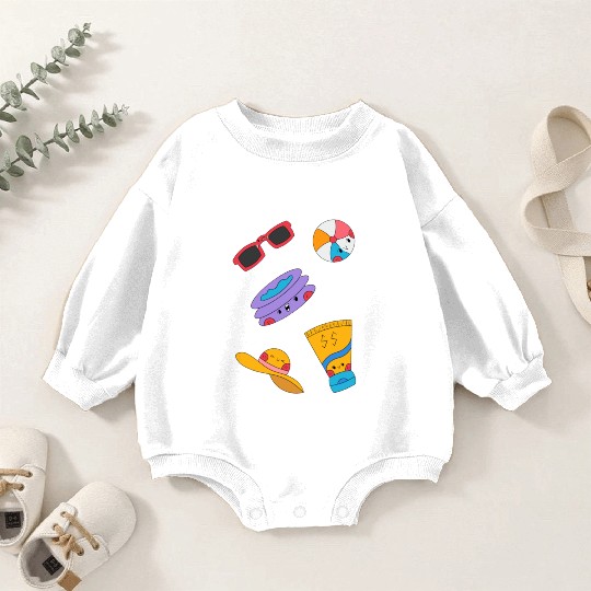 Cute Summer Pool Party Sticker Pack Baby Romper Sweatshirts