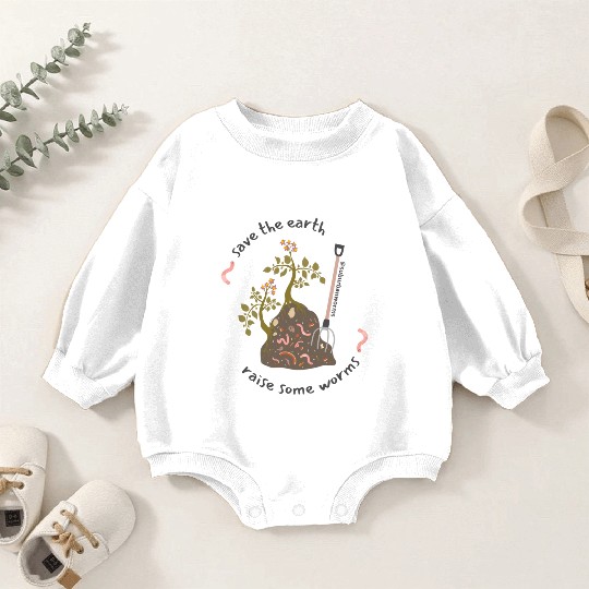 Save Earth Grow Worms Baby Romper Sweatshirts