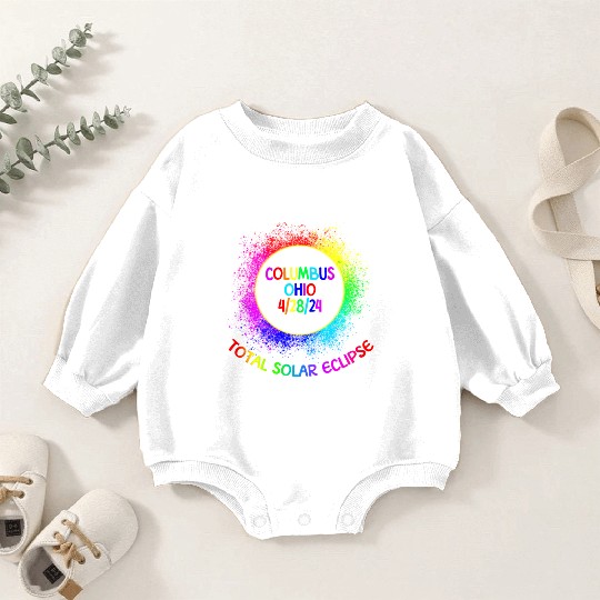 Total Solar Eclipse Columbus Ohio 4/28/24 Kids Baby Romper Sweatshirts