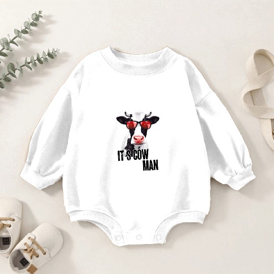 Cow With Sunglasses And Saying Baby Romper Sweatshirts