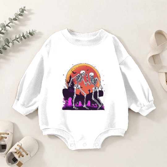 "Skeletal Dance-Off Under Neon Moon" Baby Romper Sweatshirts