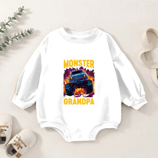 Monster Truck Grandpa Monster Grandad Retro Baby Romper Sweatshirts