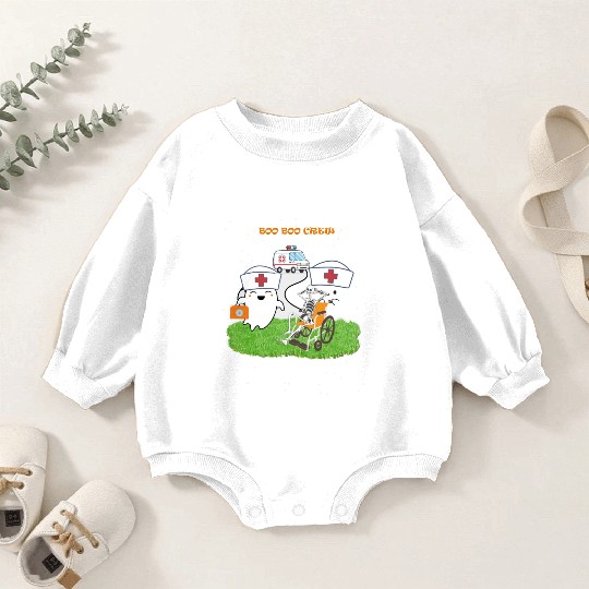 Funny Halloween Boo Boo Crew Ghost Nurse Baby Romper Sweatshirts