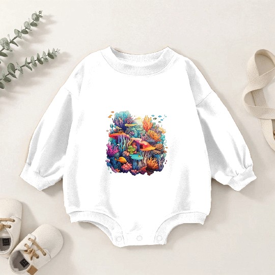 Coral Kaleidoscope: Nature's Mosaic Baby Romper Sweatshirts