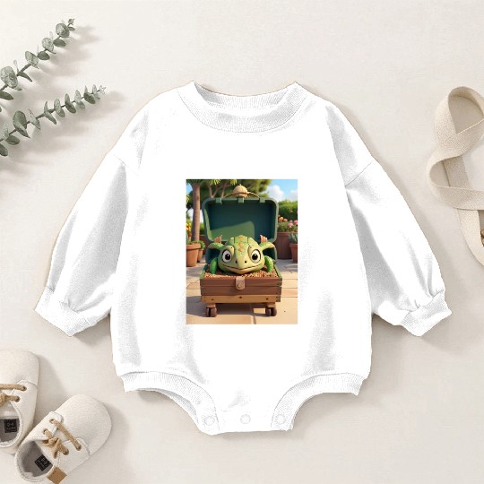 Tortuga grande con caja en jardin Baby Romper Sweatshirts