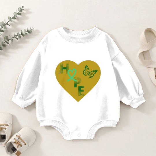 Liver Cancer Hope & Butterly Heart Green/Yellow Baby Romper Sweatshirts