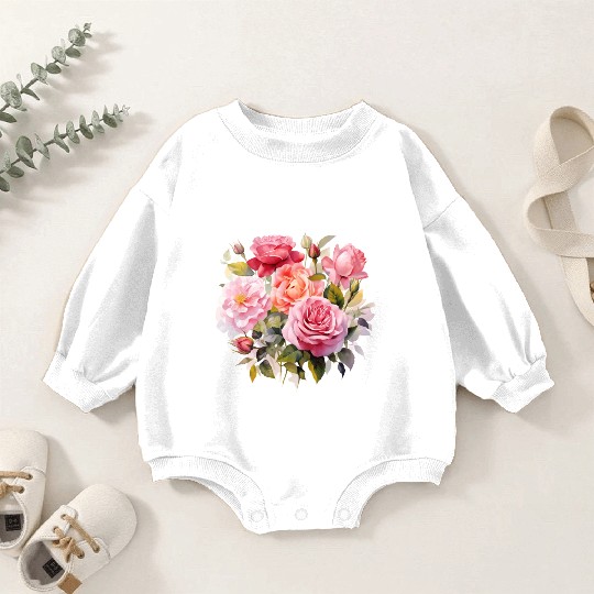 Nature's Artistic Elegance English Rose Tapestry Baby Romper Sweatshirts