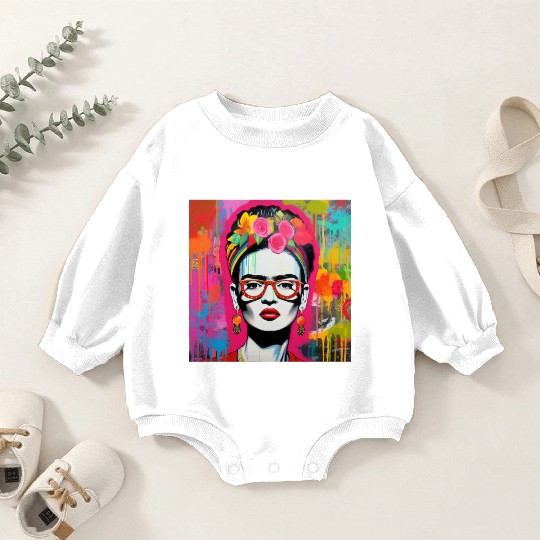 Frida Kahlo style urban art colorfull graffiti Baby Romper Sweatshirts