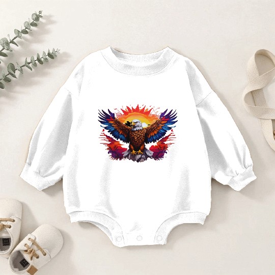 Eagle's Embrace: A Symphony of Freedom Baby Romper Sweatshirts