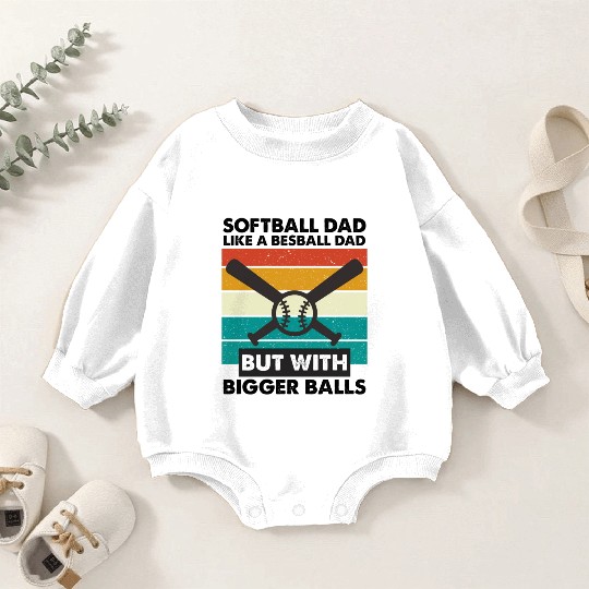 Vintage Softball Dad Like A Baseball Dad Us Flag Baby Romper Sweatshirts