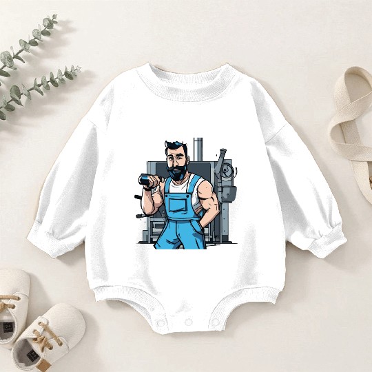 Carpenter in Gym blue overall Baby Romper Sweatshirts