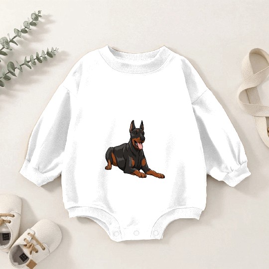 I'd Rather Be With Doberman Baby Romper Sweatshirts