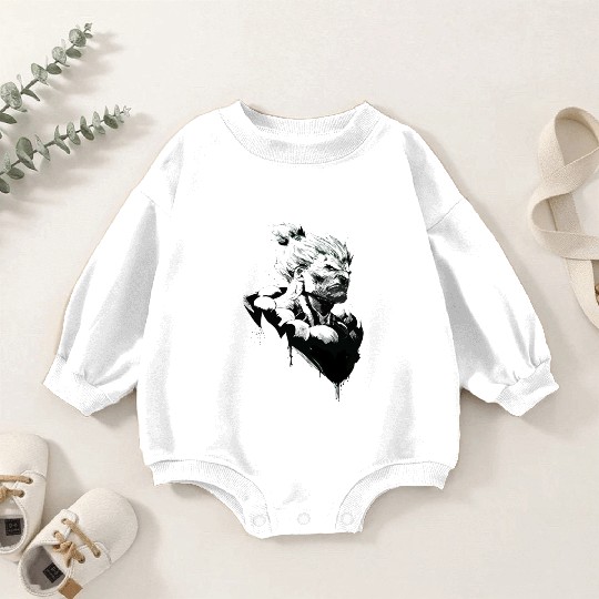 Monochrome Street Fighter: Akuma's Knightly FanAr Baby Romper Sweatshirts
