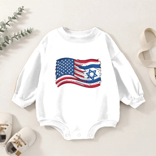 USA Israel flag! We stand with Israel! Baby Romper Sweatshirts