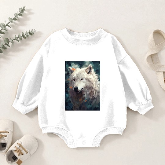 white wolf Baby Romper Sweatshirts