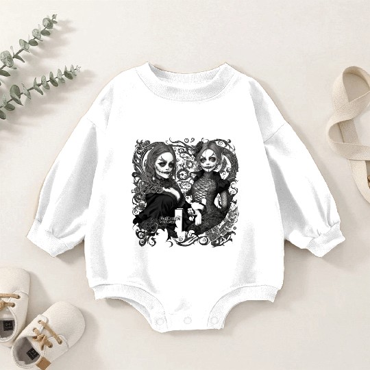 Young witch and pumpkin Halloween 2 Baby Romper Sweatshirts