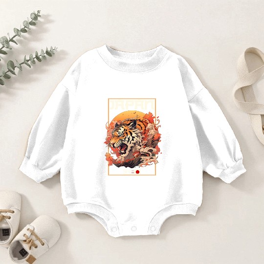 Tokyo Asia 80s Japanese Retro Tiger Baby Romper Sweatshirts