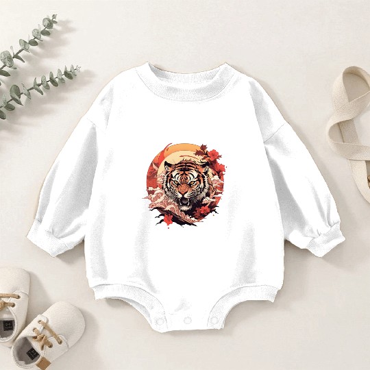 Tokyo Asia 80s Japanese Retro Tiger Baby Romper Sweatshirts