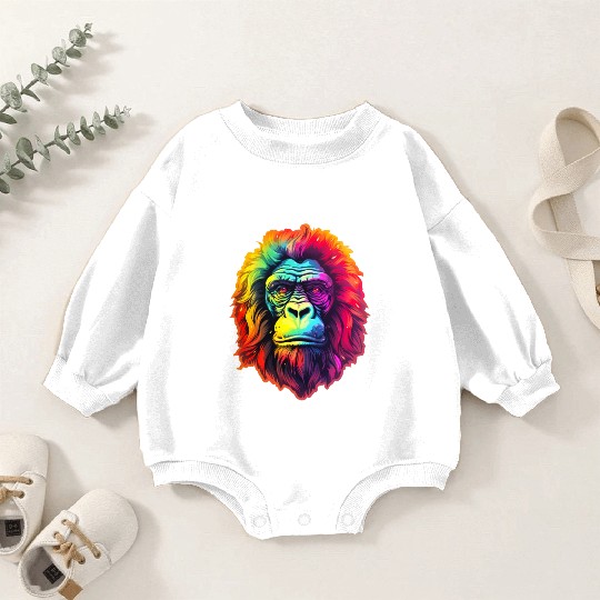 Gorilla Chic in Vibrant Psychedelic Zoo Baby Romper Sweatshirts