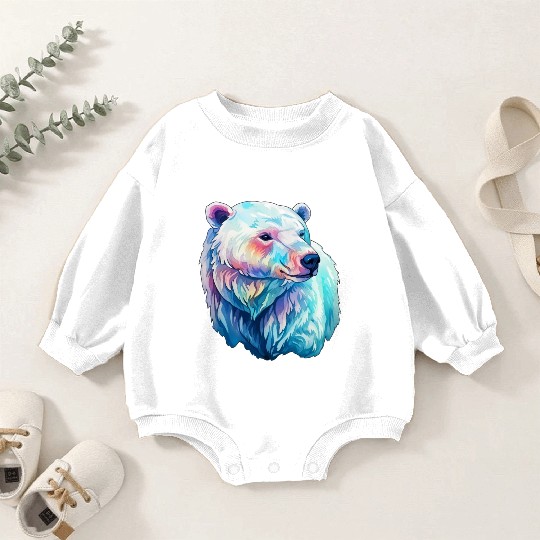 Polar Bear Roar in Winter Wonderland Watercolor Baby Romper Sweatshirts