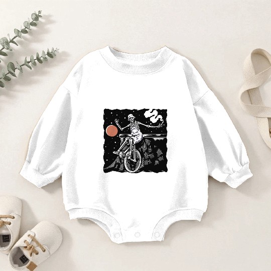 SKELETON AND BIKE Baby Romper Sweatshirts