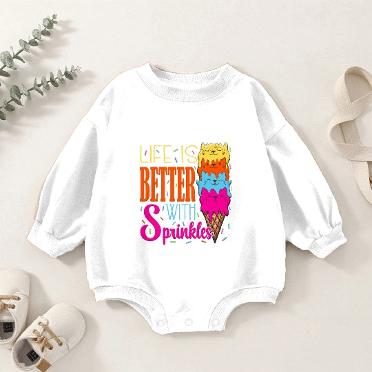 Cute Cats Life Is Better With Sprinkles Cat Lovers Baby Romper Sweatshirts