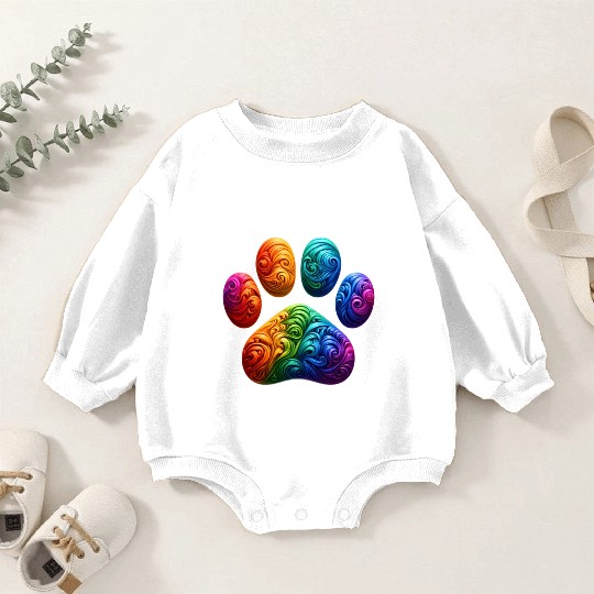 Colorful Paw Prints Edition Baby Romper Sweatshirts